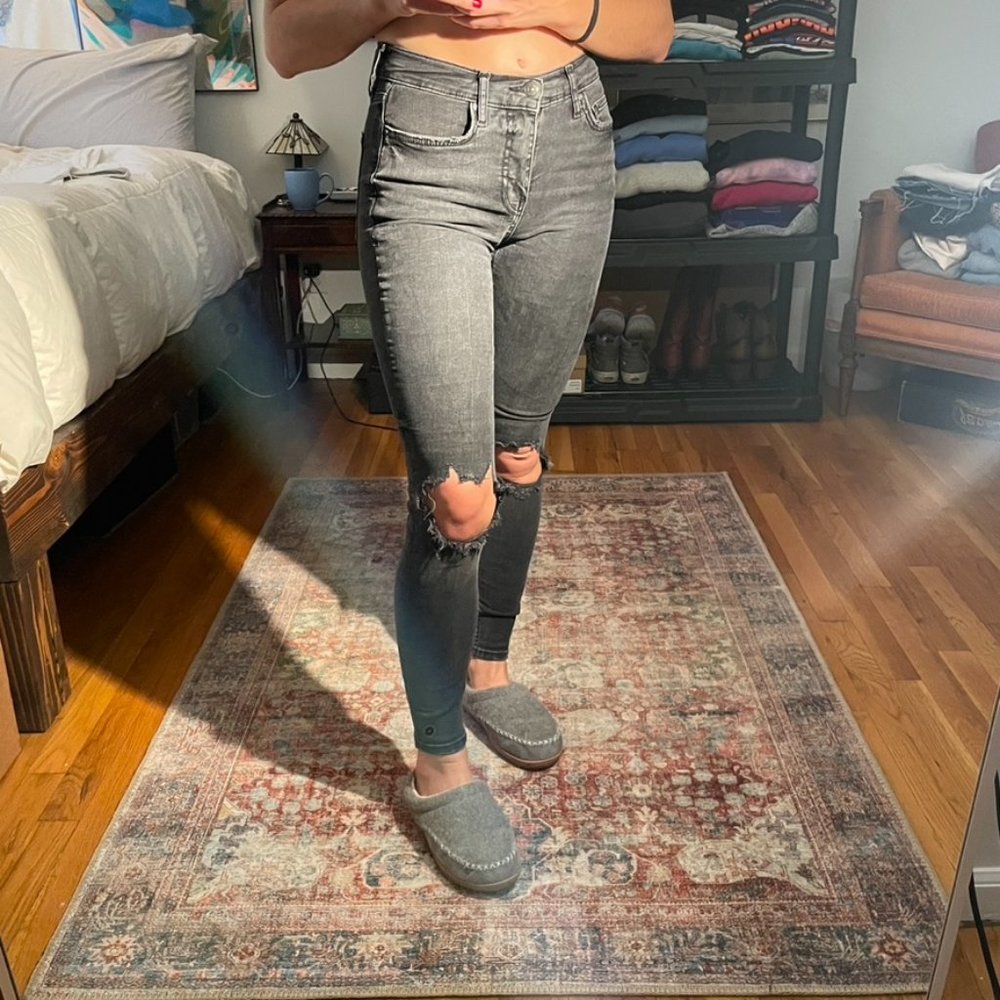 Free People Busted Knee Skinny Jeans in Faded Black - Picture 5 of 11